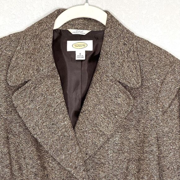 Talbots Blazer Womens 8 Wool Silk Blend Italian Fabric Tweed Jacket Classic - Picture 4 of 7